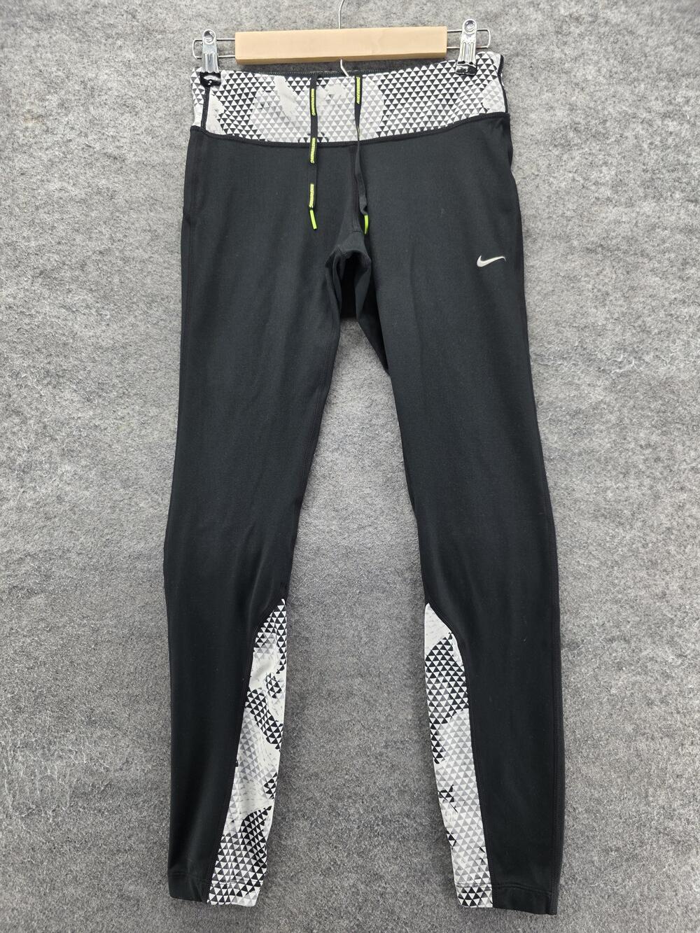 Nike Dri-FIT Leggings Womens S Black Compression Running Geometric 588668-010